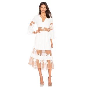 For Love & Lemons Eva Midi Dress White Size S NWT